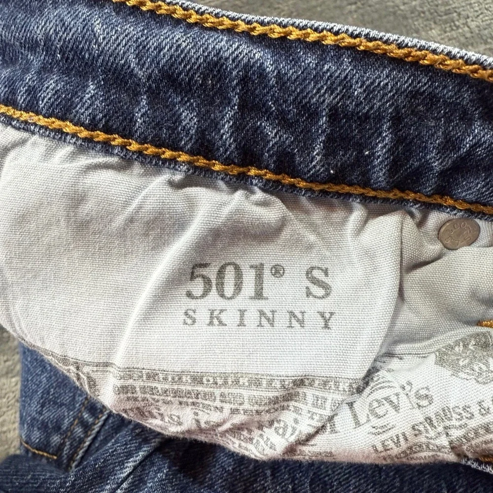 Levis 501 S‎ Skinny Mens Blue Distressed Button Fly Jeans W29 L32 29502-0242
